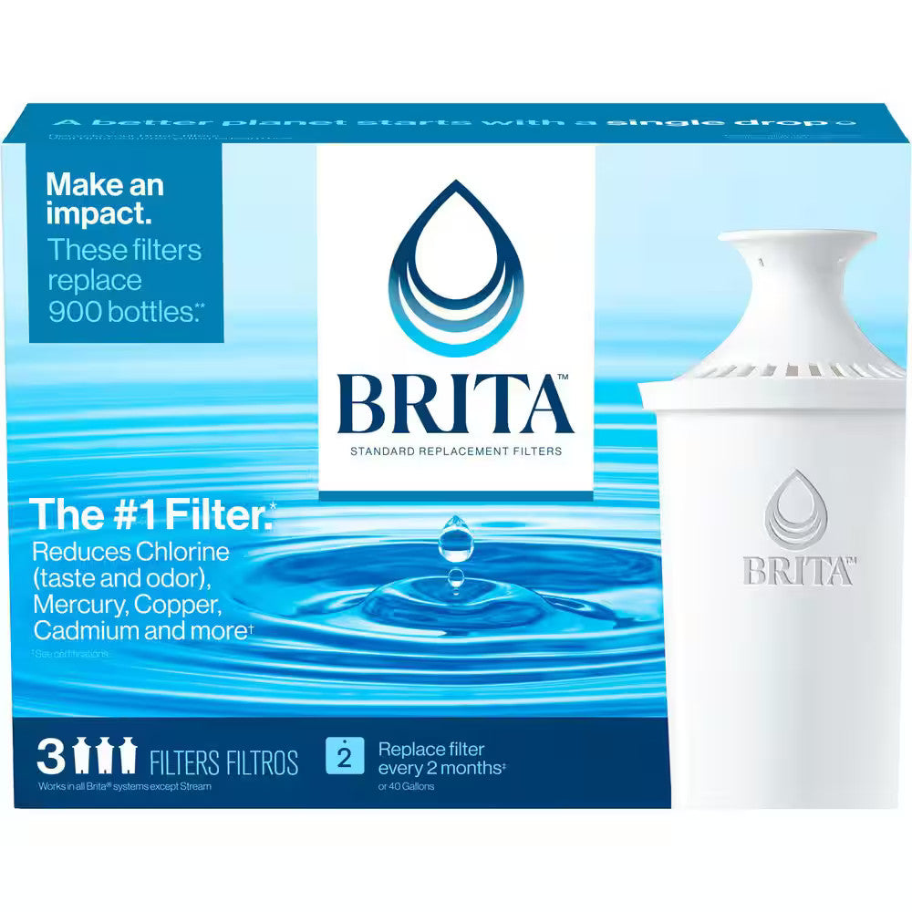 Brita Standard Water Pitcher Replacement Water Filters BPA Free 3-Pack