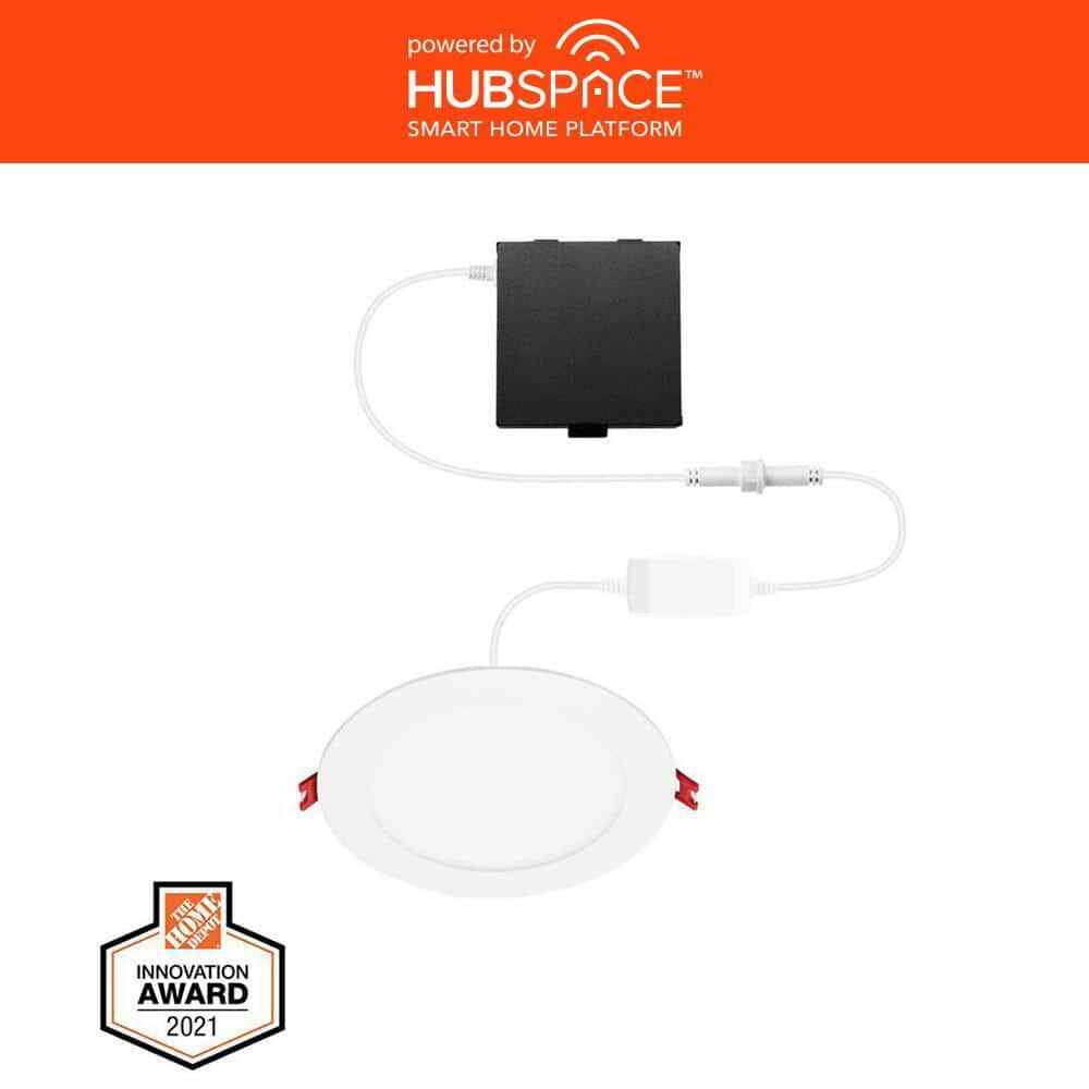 Commercial Electric Hubspace LED 4" Round Smart RBG Canless Recessed Light 
