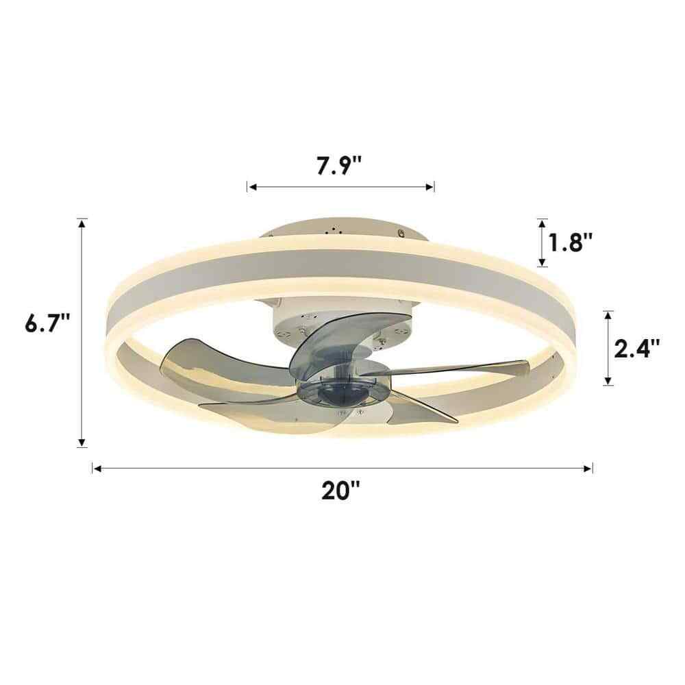 ANTOINE 20 in. LED White Ceiling Fan w/ Light App Remote and Dimmable Lighting