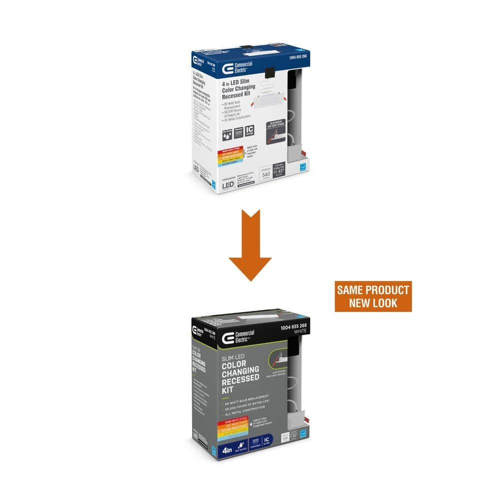 Commercial Electric Ultra Slim Integrated LED 4" Square Adj CCT Recessed Light 