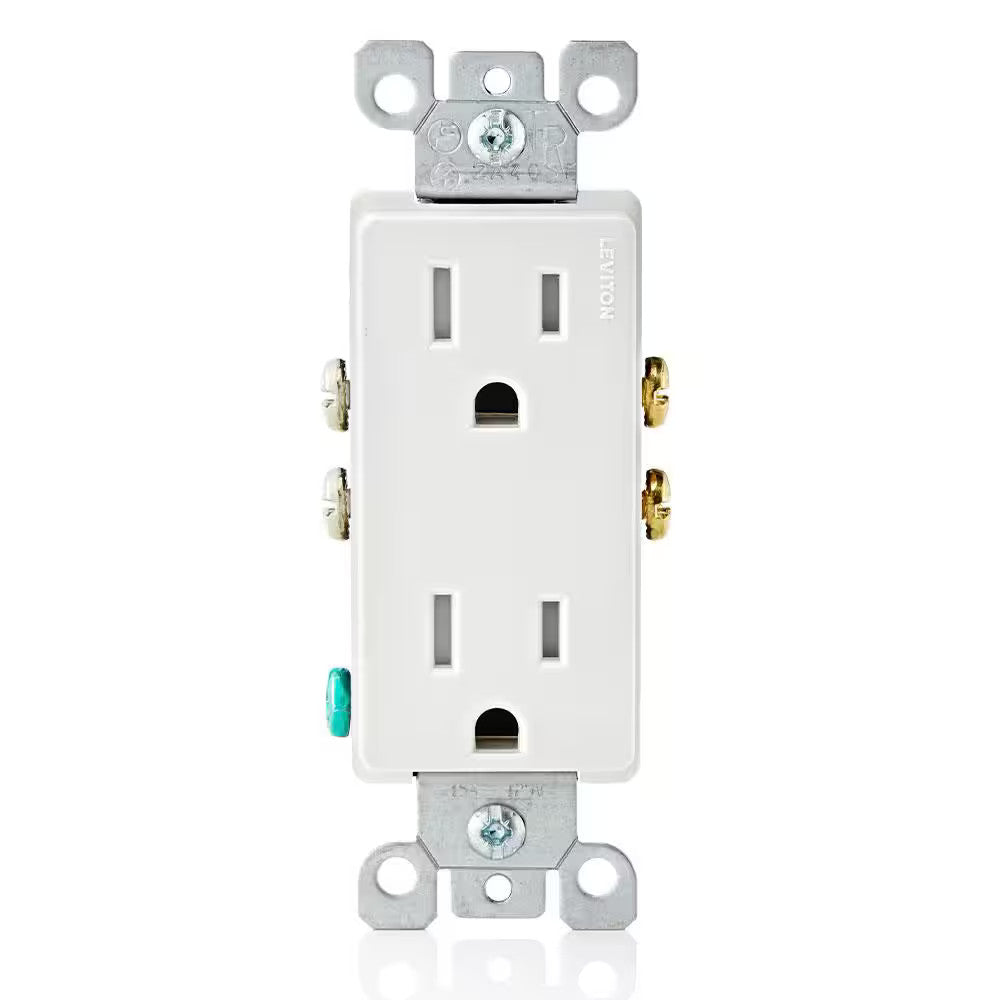 *10 PK* Leviton Decora 15 A 125V Tamper Resistant Duplex Outlet/Receptacle White
