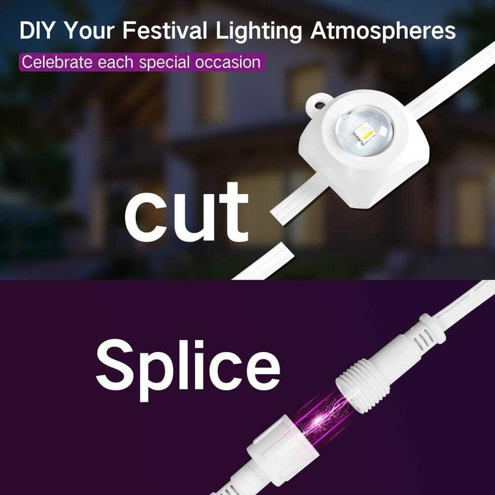 BICIK RGBIC 100 ft LED String Lights, Waterproof Outdoor Smart Color-Changing Li