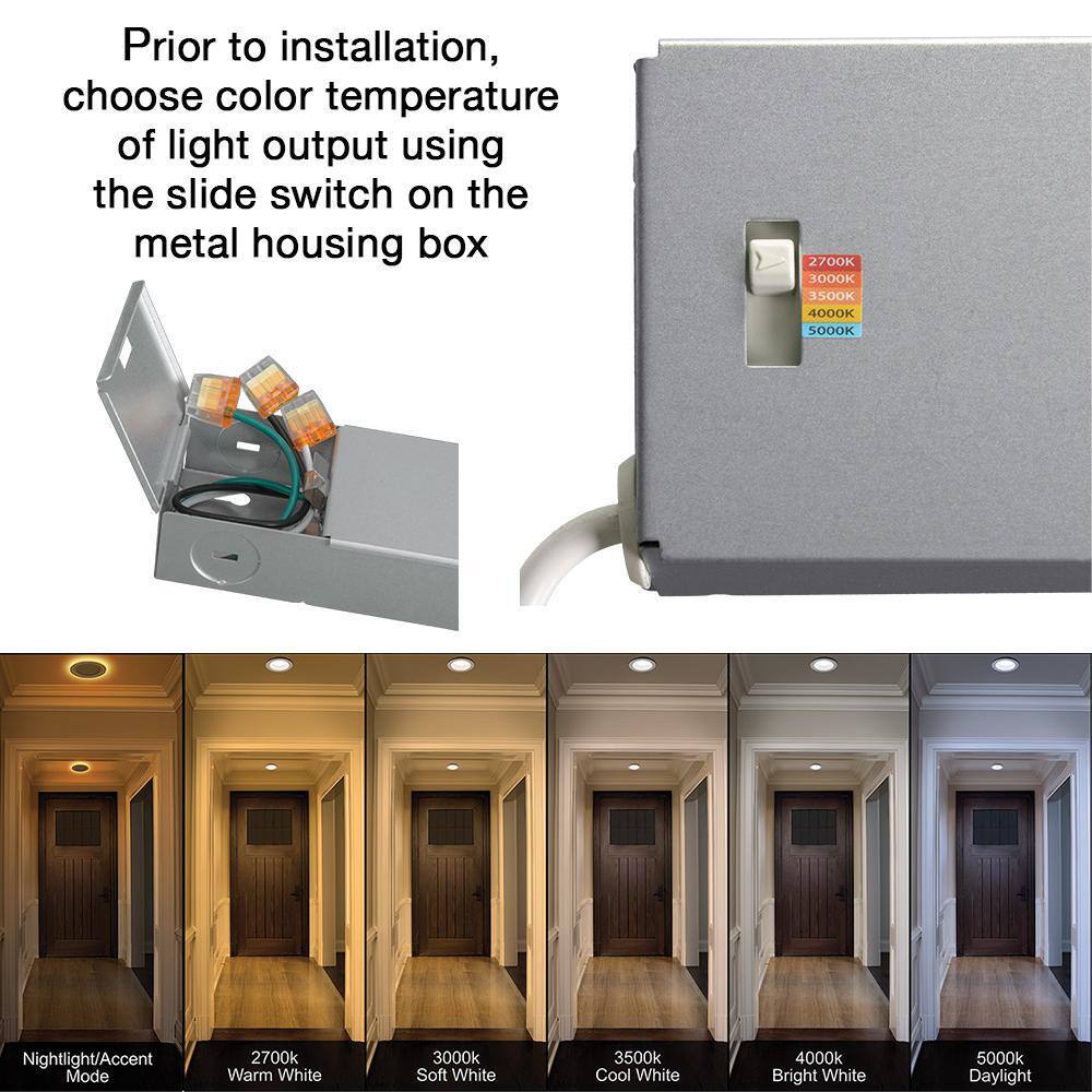 Commercial Electric 4 in. CCT Integrated LED Recessed Light Trim w/ Night Light