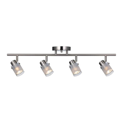 Bel Air Lighting 29" 4-Light Brushed Nickel Track Light Frosted Glass Shades