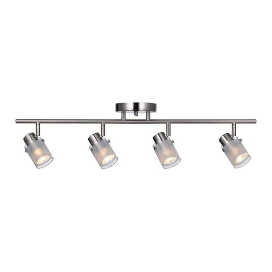 Bel Air Lighting 29" 4-Light Brushed Nickel Track Light Frosted Glass Shades
