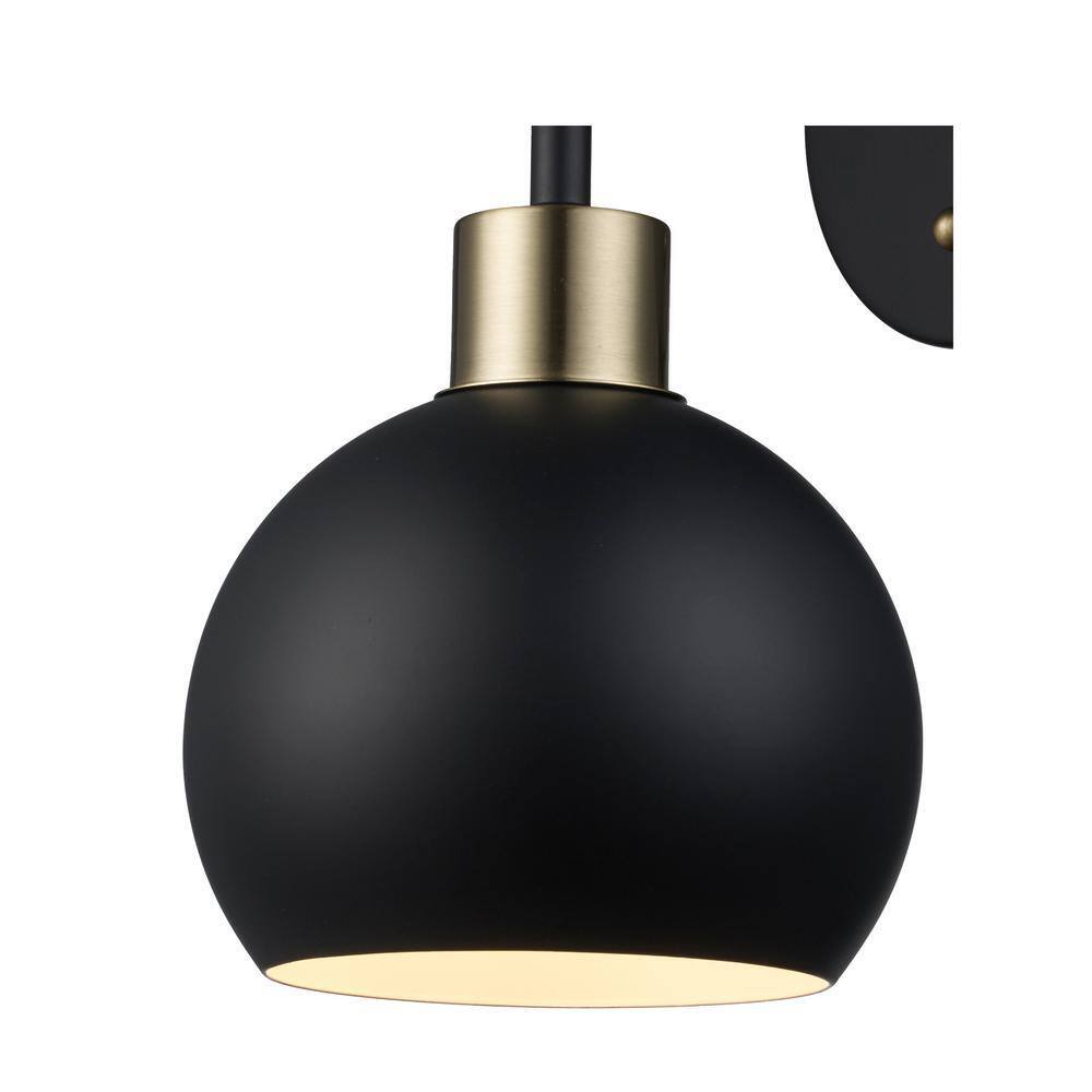 Bel Air Indigo 1-Light Black & Gold Wall Sconce Light Fixture with Metal Shade