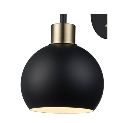 Bel Air Indigo 1-Light Black & Gold Wall Sconce Light Fixture with Metal Shade