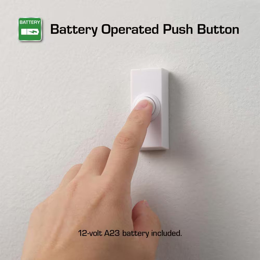 Defiant Wireless Plug-In Doorbell Kit with White Insert and 1 Push Button White