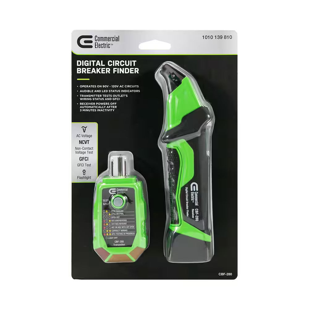 Commercial Electric Digital Circuit Breaker Finder with GFCI Outlet Tester