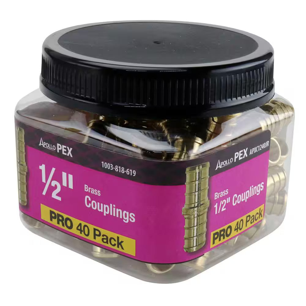 Apollo 1/2 in. Brass PEX-B Coupling Pro Pack (40-Pack) APXC1240JR