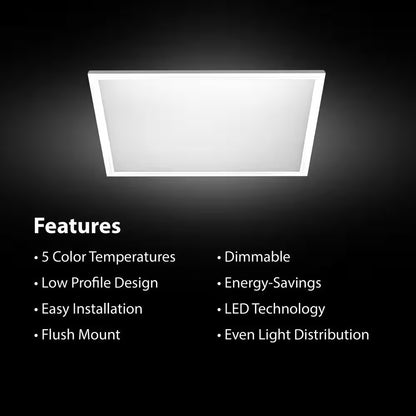 Commercial Electric 1ftx1ft Dimmable White LED WHITE Square Flat Flush Mount