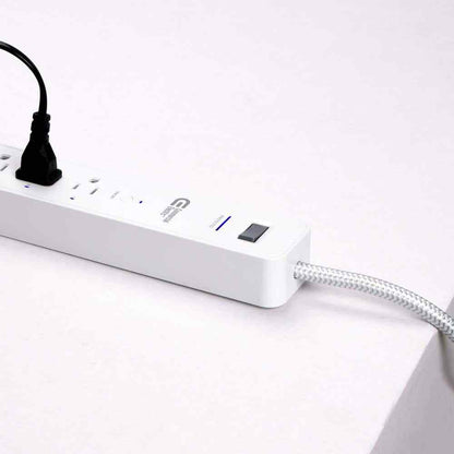 Commercial Electric 3 ft. 4-Outlet White Surge Protector Smart with USB Hubspace