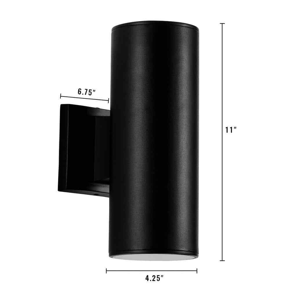 Cedar Hill 11 in. Cylinder Black LED Outdoor Wall Sconce Light Fixture