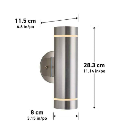 Artika C7 Stainless Steel Modern Outdoor Hardwired Light Cylinder Sconce