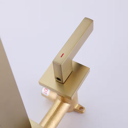 BWE Two-Handle Wall Mounted Bathroom Faucet in Brushed Gold