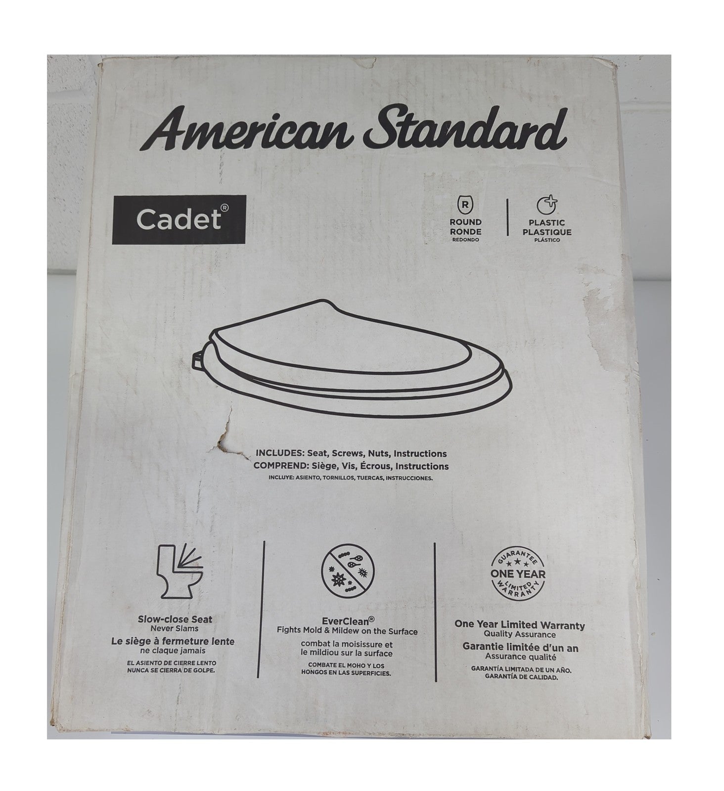 American Standard Cadet ROUND Antimicrobial Toilet Seat in White