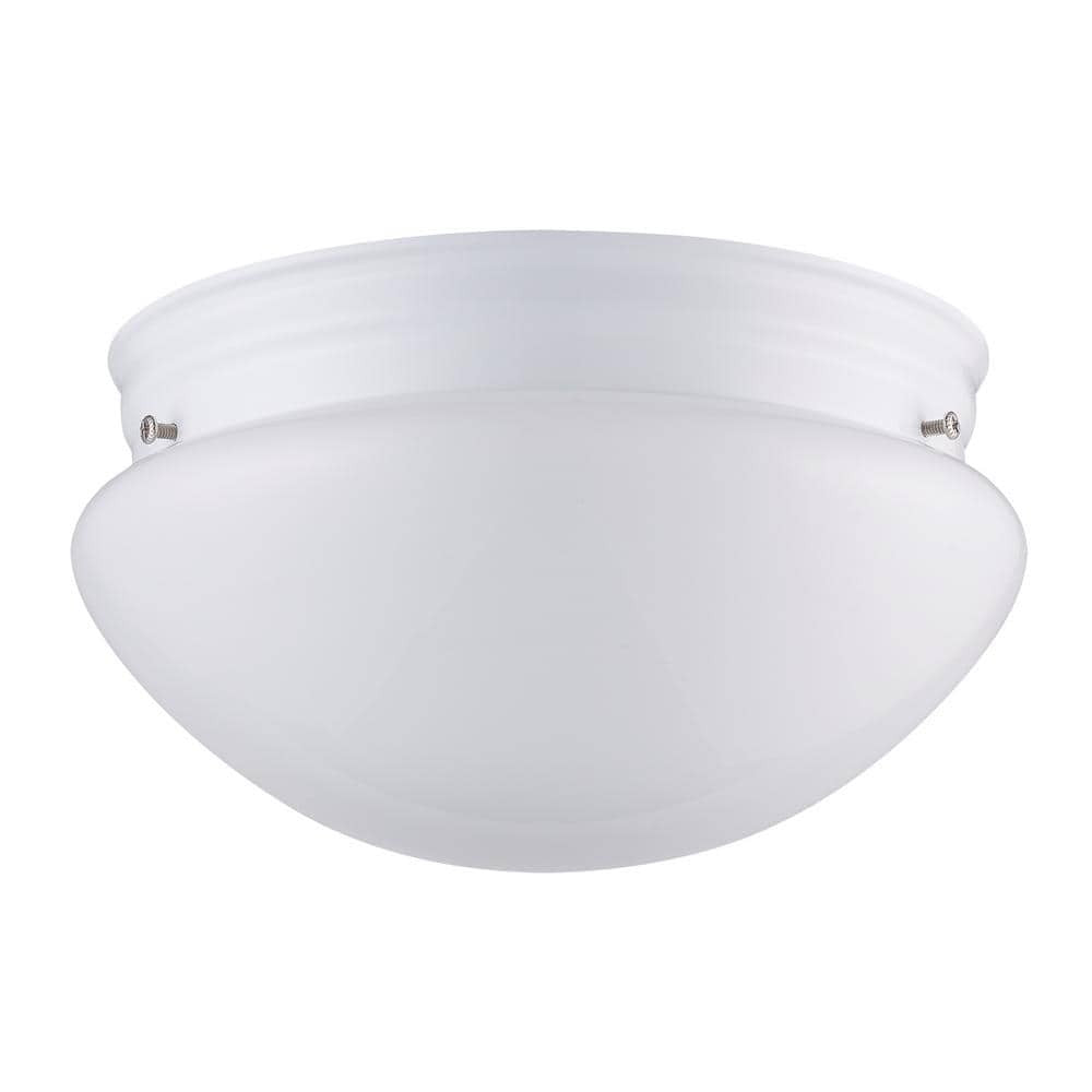 Bel Air Lighting Dash 10 in. 2-Light White Flush Mount Ceiling Light Opal Glass