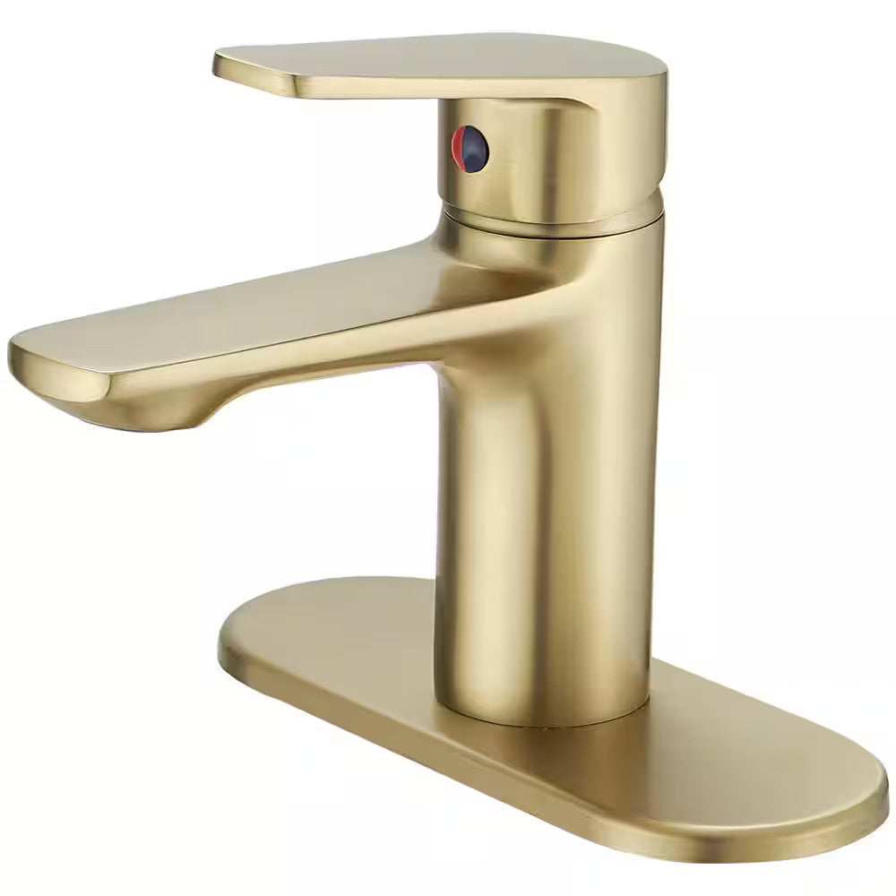 BWE 1-Handle 1-Hole Bathroom Drip-Free Sink Faucet in Brushed Gold A-96043-BG