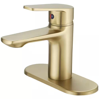 BWE 1-Handle 1-Hole Bathroom Drip-Free Sink Faucet in Brushed Gold A-96043-BG