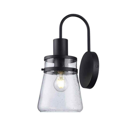 Bel Air Lighting 1 Light Black Outdoor Wall Light Fixture with Seeded Glass
