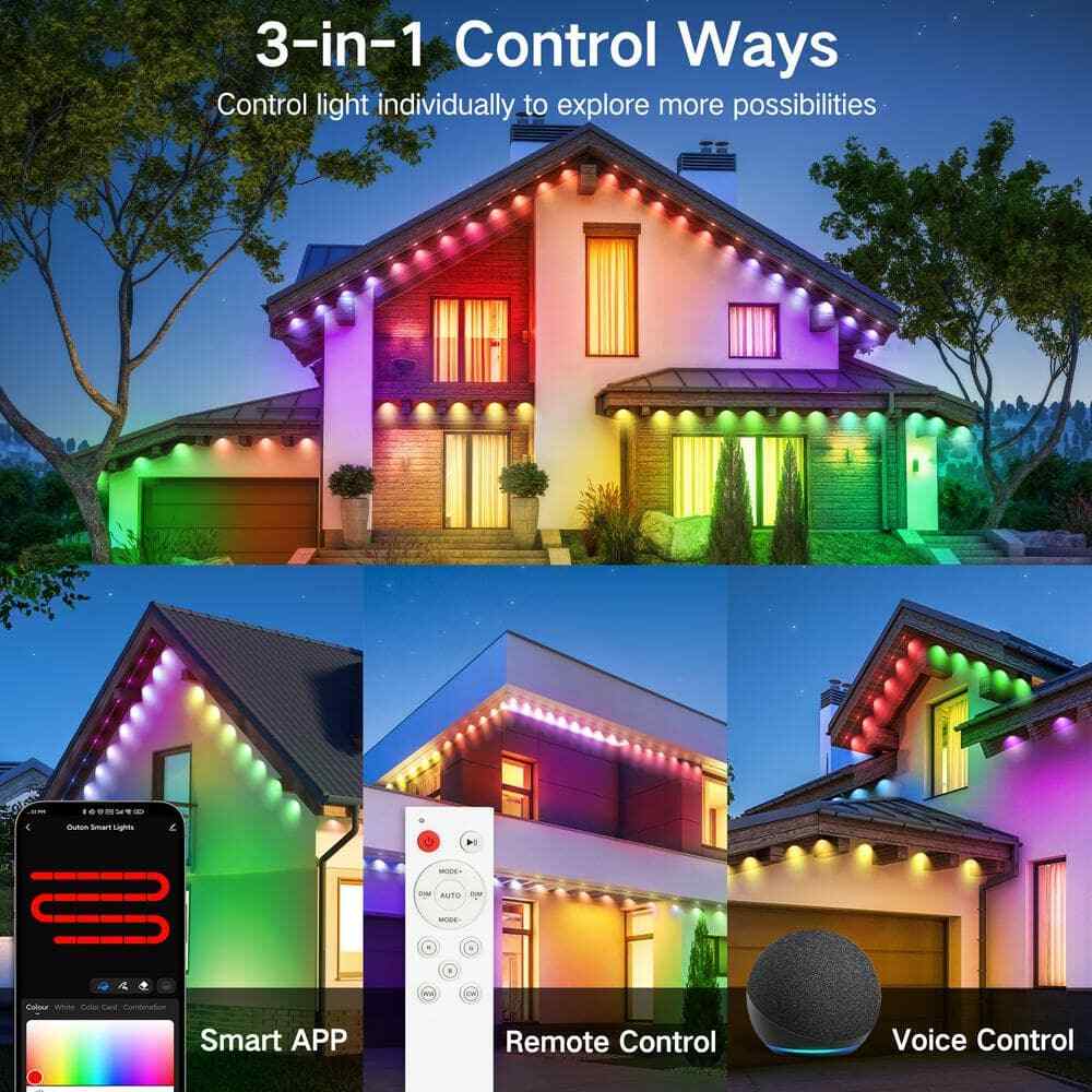 BICIK RGBIC 100 ft LED String Lights, Waterproof Outdoor Smart Color-Changing Li