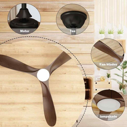 60 in. Integrated LED Indoor/Outdoor Wood Ceiling Fan w Light Kit Remote Control
