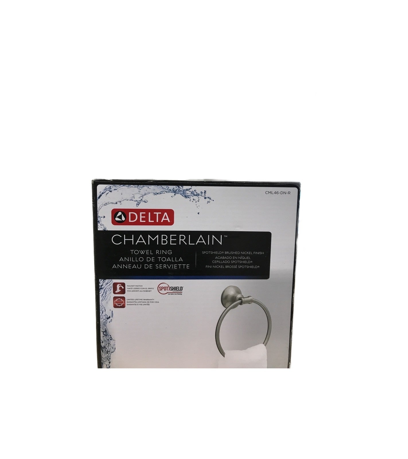 Delta Chamberlain Wall Mount Round Closed Towel Ring Hardware in Brushed Nickel