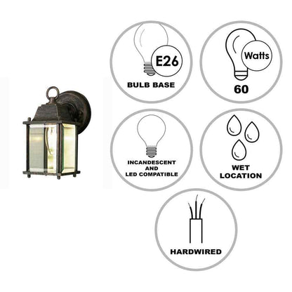 Bel Air Lighting Patrician Rust Outdoor Wall Light Fixture w/ Clear Glass