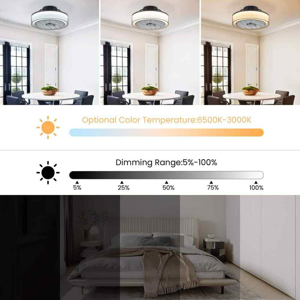ANTOINE 16 in. Indoor Gray Low Profile Ceiling Fan w/ Dimmable Light & Remote