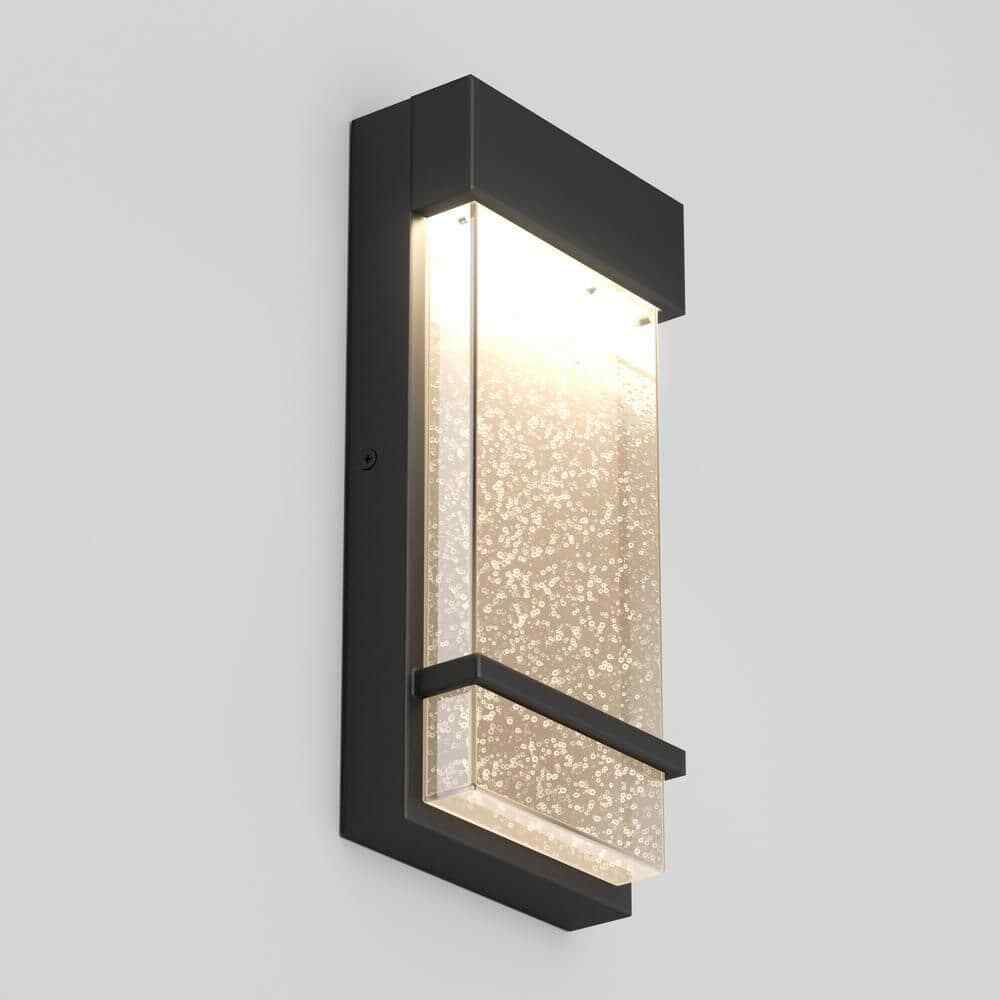 Artika Skyler Black Modern LED Outdoor Garage and Porch Light Lantern Sconce