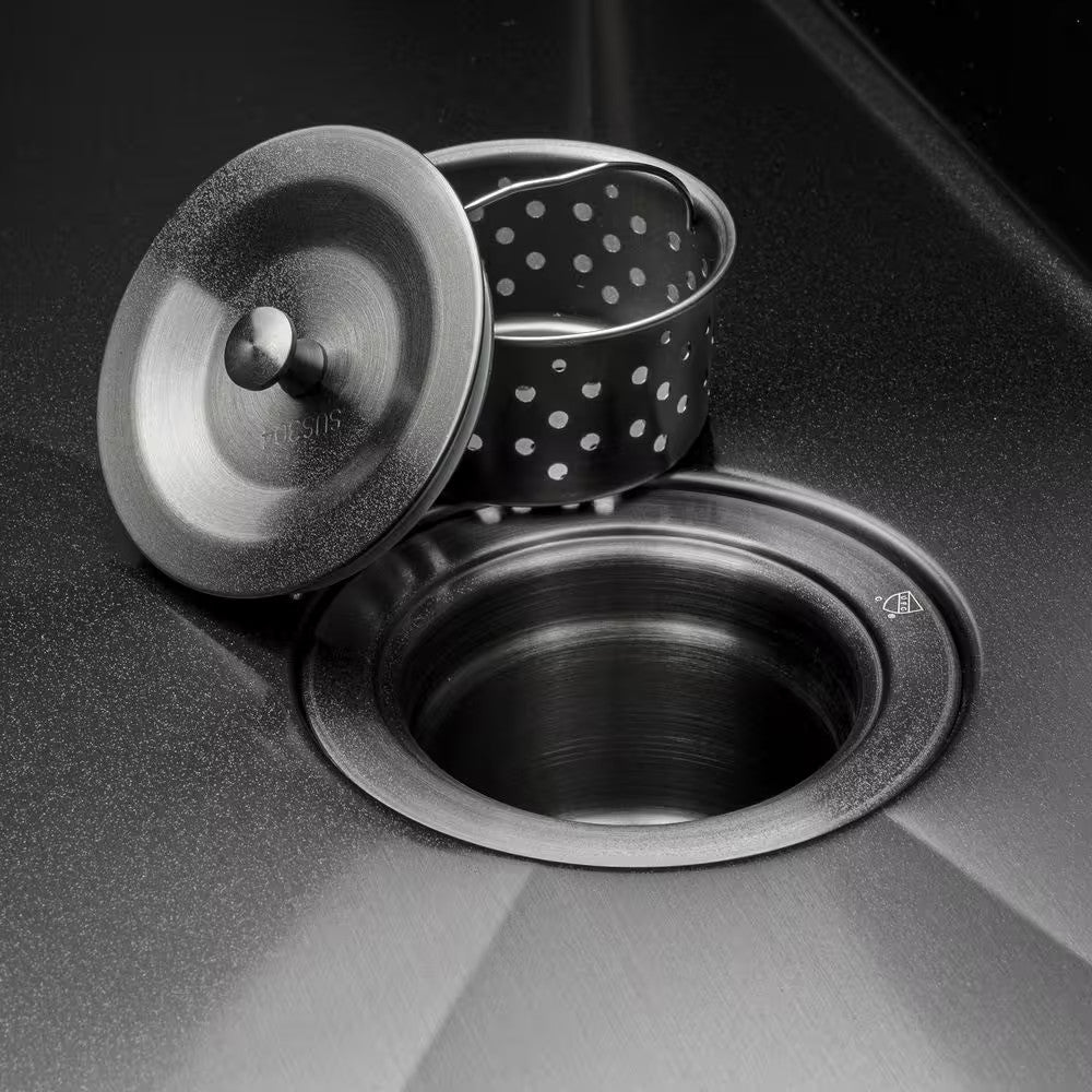 AKDY Drop-In Kitchen Sink 25" x 22" Stainless Steel 1-Bowl Matte Black w/ Faucet