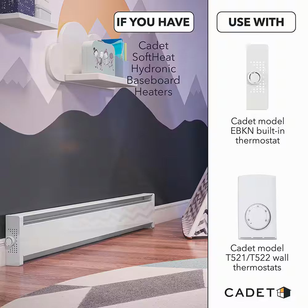 Cadet T521-W 08300 Wall Mount Single Pole Mechanical Thermostat, White, 22 Amp