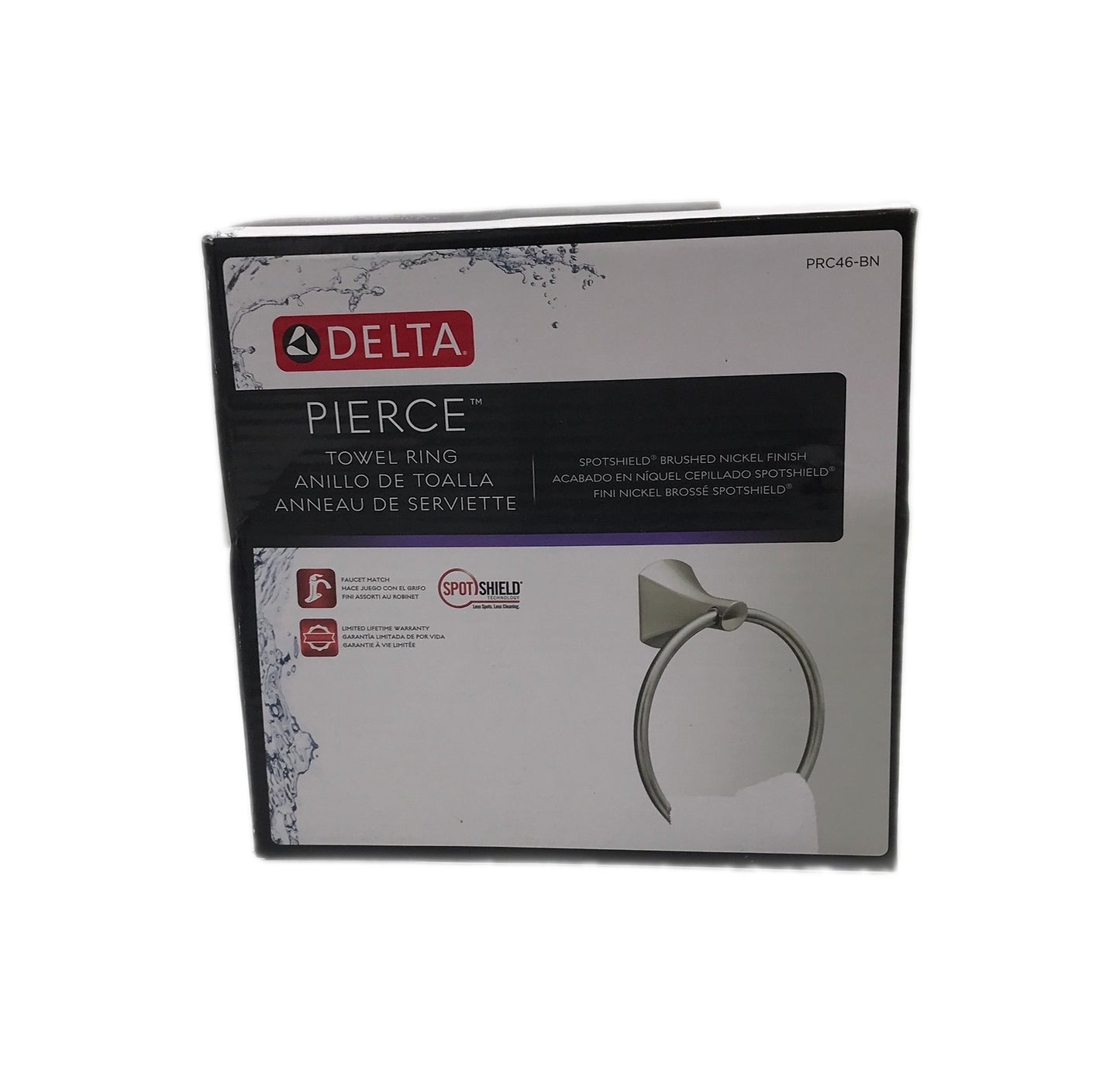 Delta Pierce Wall Mount Round Closed Towel Ring in Brushed Nickel PRC46-BN