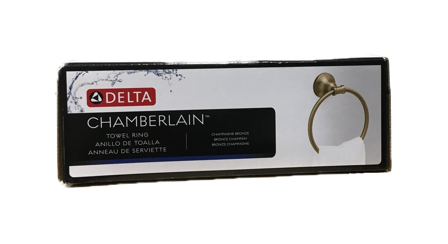 Delta Chamberlain Wall Mount Round Closed Towel Ring in Champagne Bronze