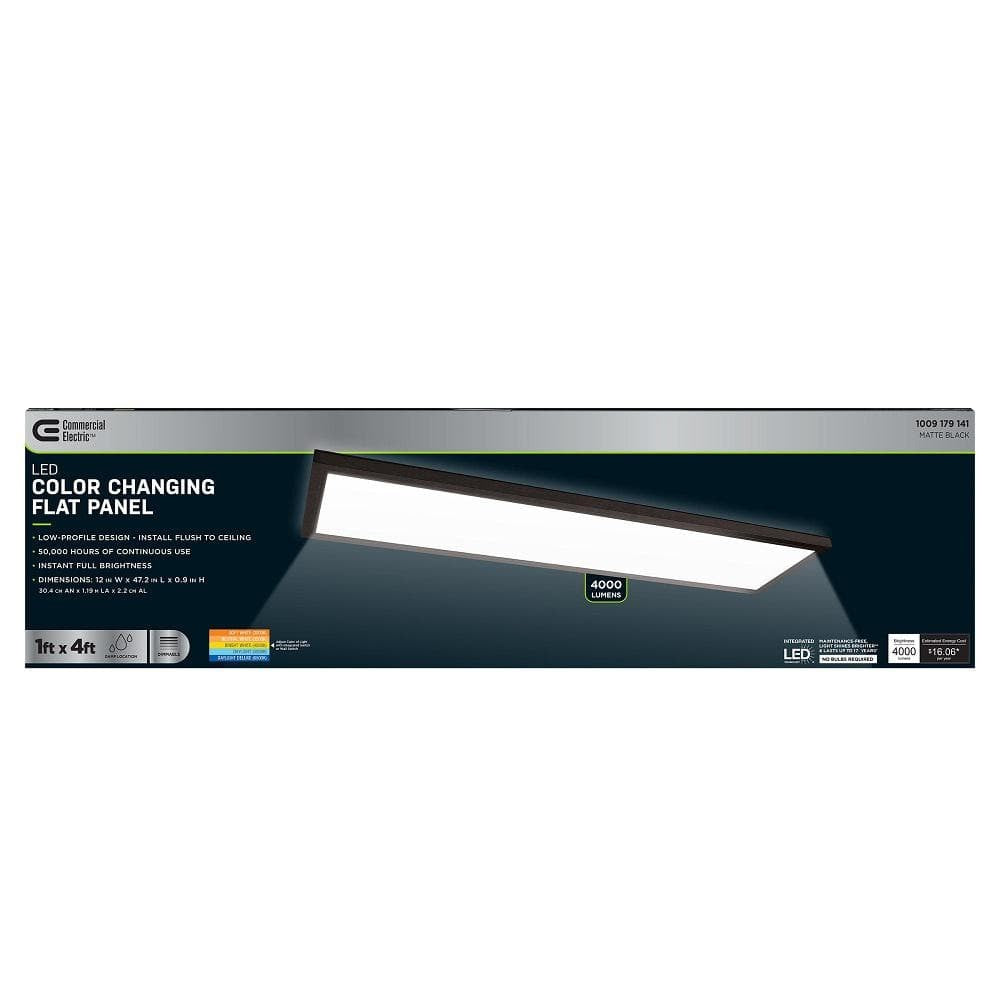 *2 PACK* CE 1x4 ft. 4000 Lumens Matte Black LED Flat Panel Ceiling Lights 5CCT