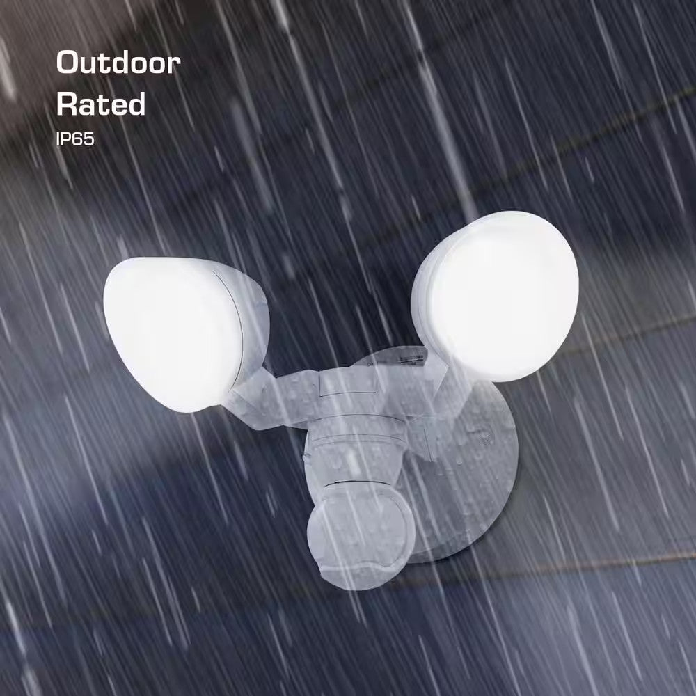 Defiant MaxDetect 240° White Motion Sensing Wired Outdoor LED 2-Head Flood Light