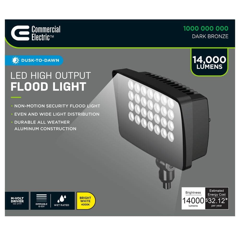 Commercial Electric 950W Equivalent LED Bronze Flood Light Dusk-to-Dawn