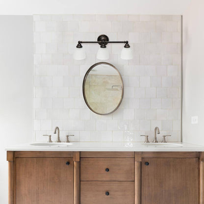 Bronze Bathroom Vanity Light Fixture w/ Frosted Glass Shade Modern Design