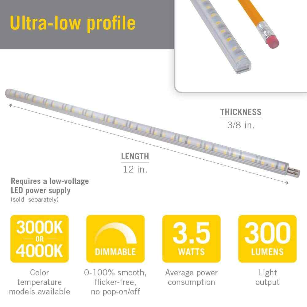 Armacost Lighting RigidStrip 24-Volt DC 12 in. LED Warm White 3000K Strip Light