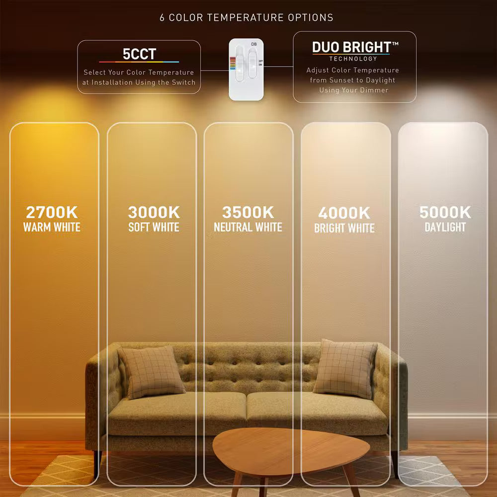 Commercial Electric 6 in. LED 2-Level Lumen Select Canless Recessed Light