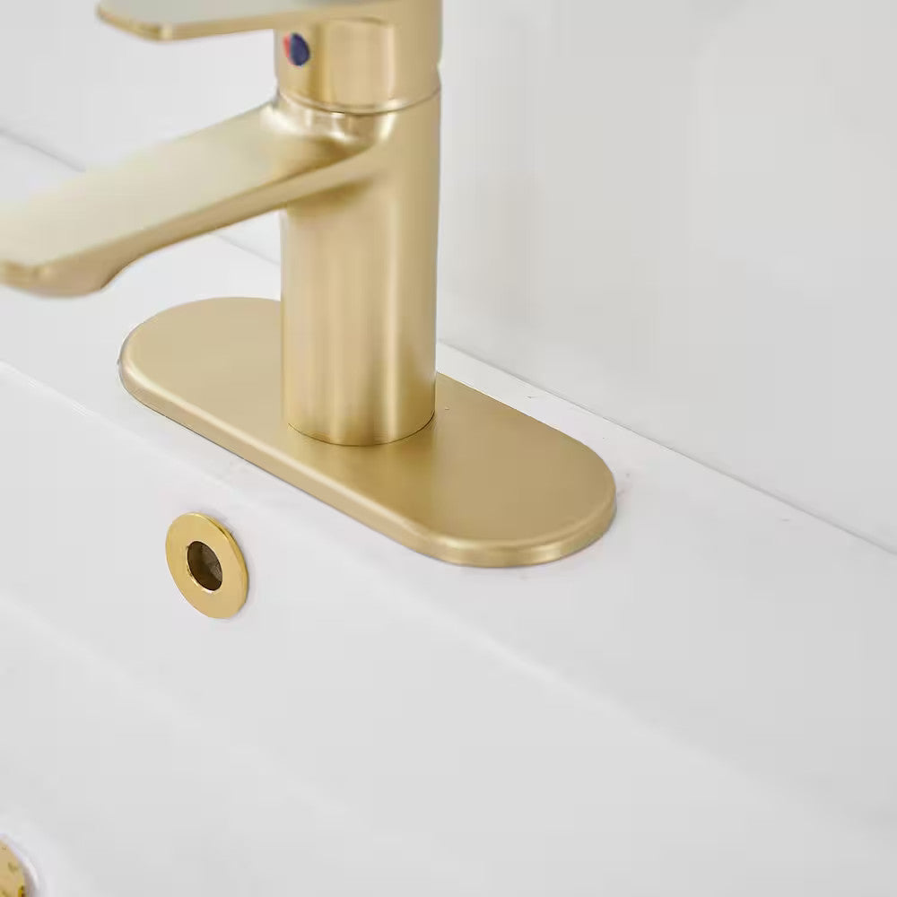 BWE 1-Handle 1-Hole Bathroom Drip-Free Sink Faucet in Brushed Gold A-96043-BG