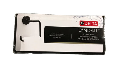 Delta Lyndall Wall Mount Square Bath Towel Ring Accessory in Matte Black