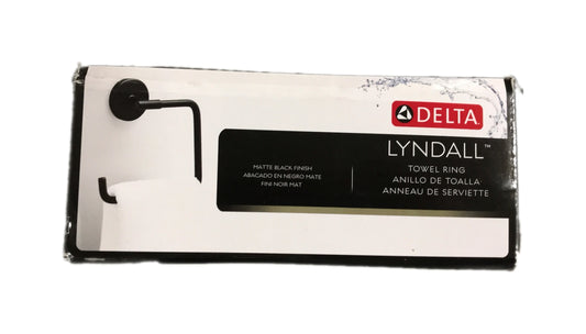 Delta Lyndall Wall Mount Square Bath Towel Ring Accessory in Matte Black