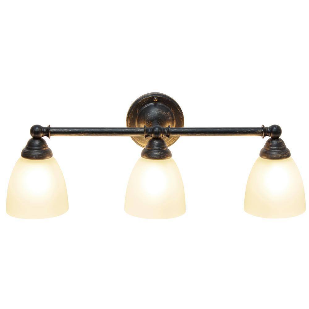Bronze Bathroom Vanity Light Fixture w/ Frosted Glass Shade Modern Design
