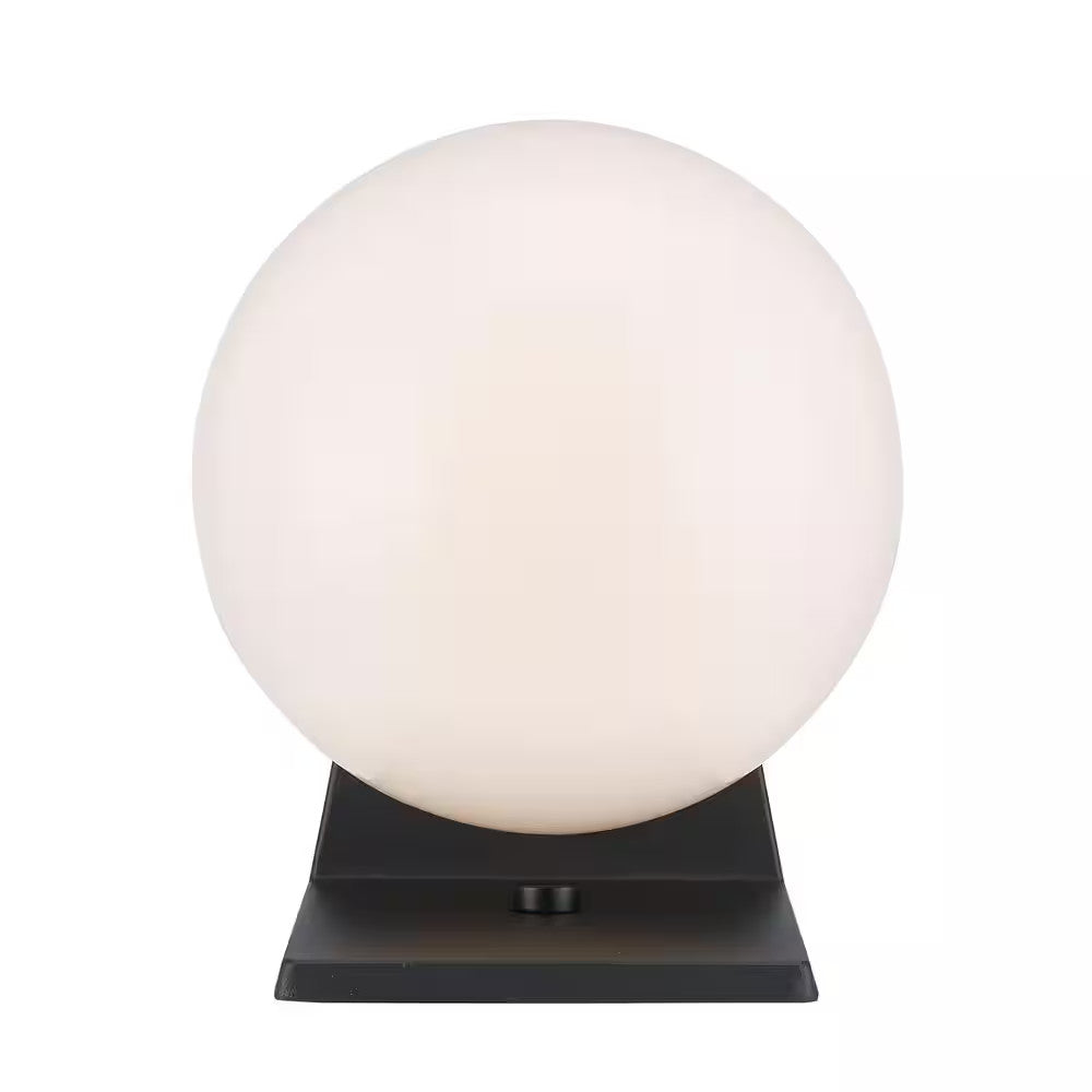 7 in. Black Outdoor Hardwired Wall Lantern Sconce with White Glass 4800 BK