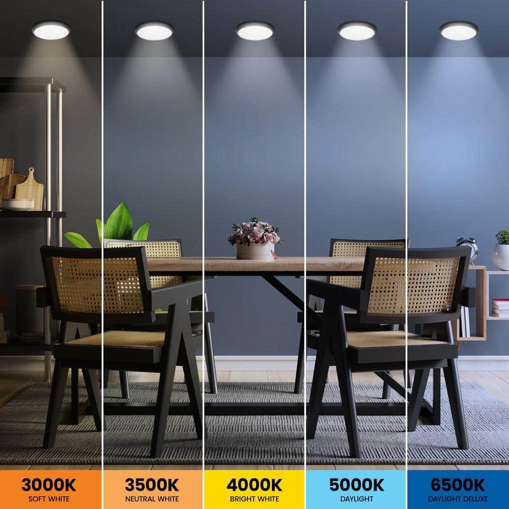 Commercial Electric 11 in. Black LED Dimmable CCT Flush Mount Ceiling Light