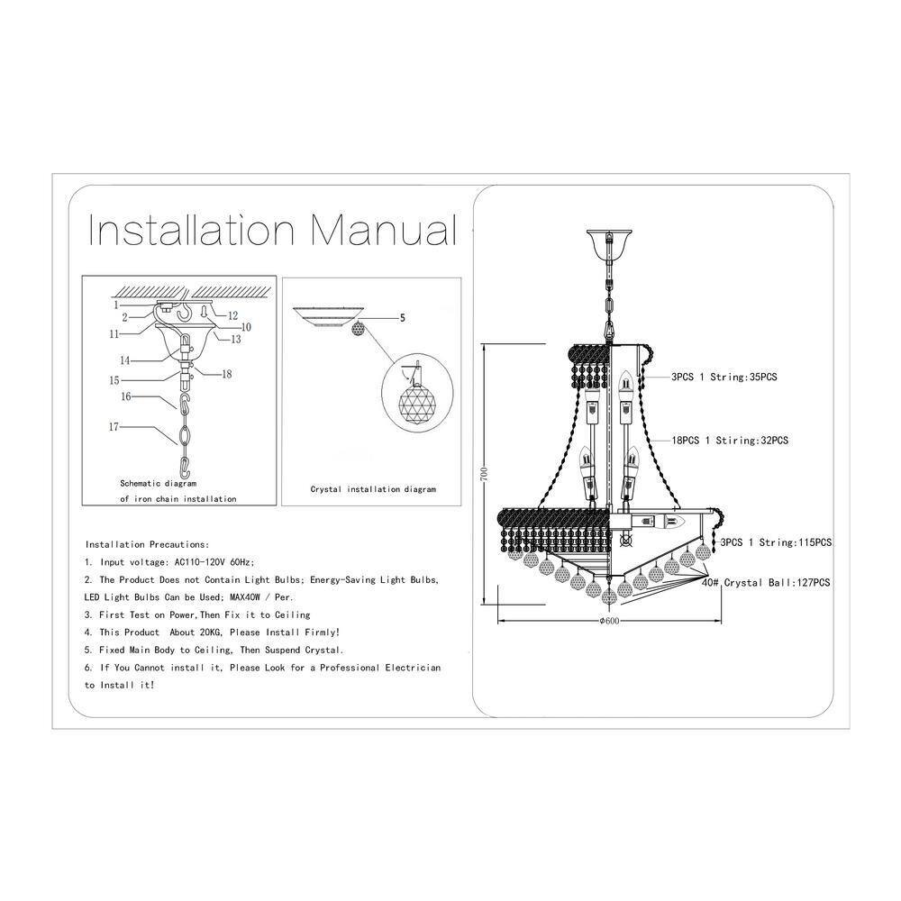 14-Light Golden France Empire Style Modern K9 Crystal Raindrop Chandelier Light