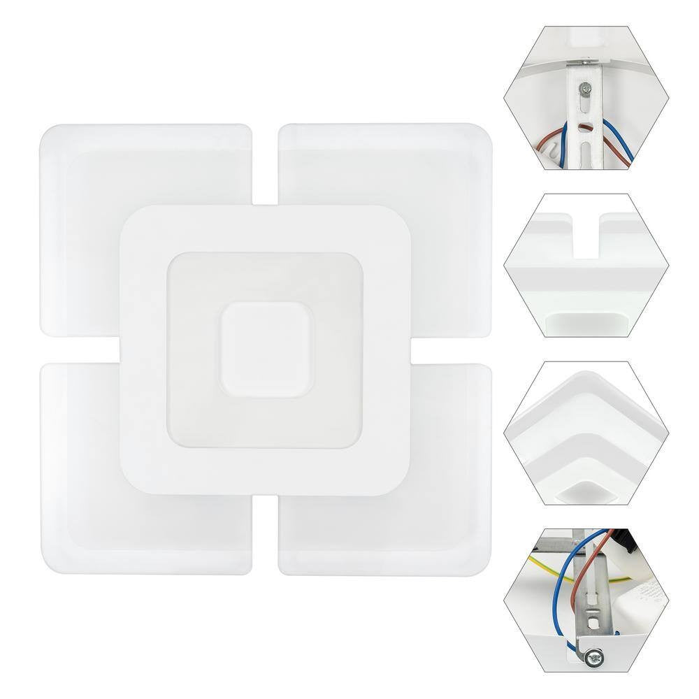 16.5" 1-Light White LED Semi-Flush Mount Indoor Minimalist Square Ceiling Light
