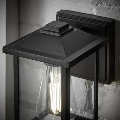 1-Light 7" Black Hardwired Classic Outdoor Wall Light Lantern Sconce Clear Glass
