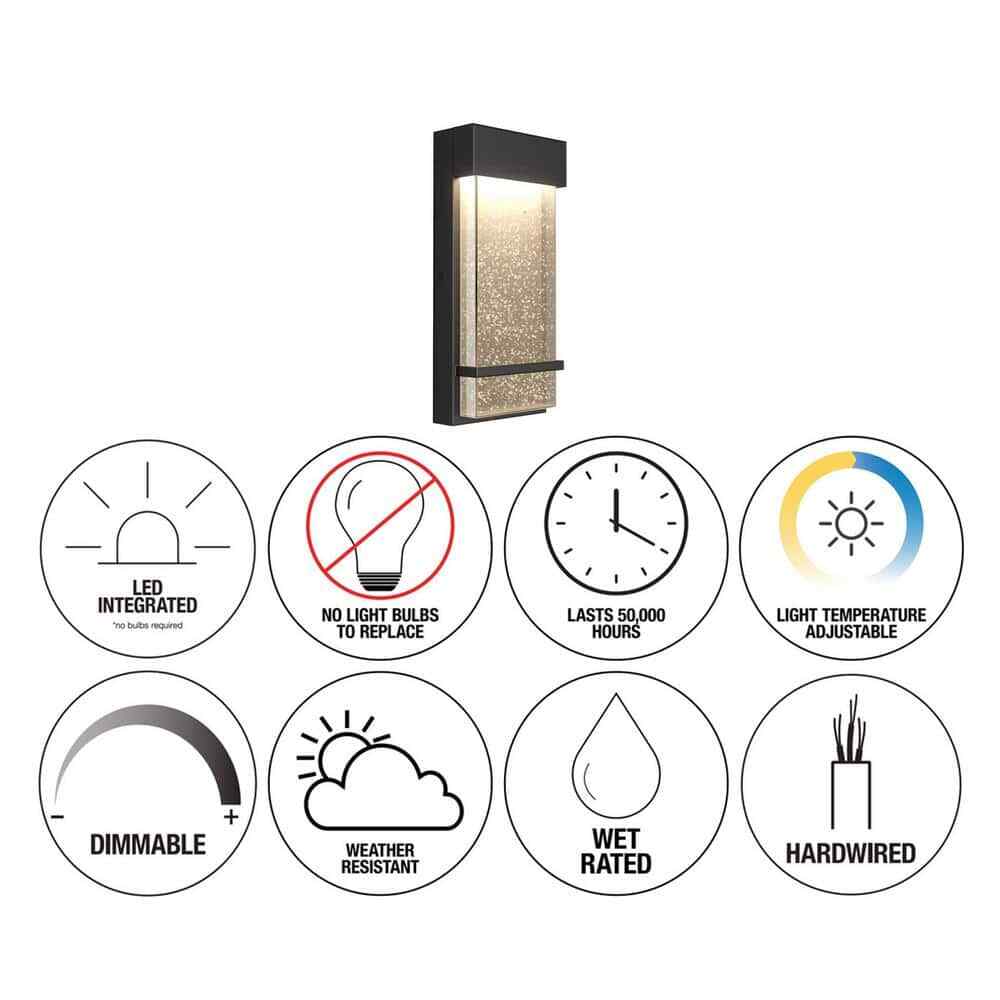 Artika Skyler Black Modern LED Outdoor Garage and Porch Light Lantern Sconce